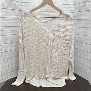 Blu Pepper Cream Long Sleeve Ribbed Tunic